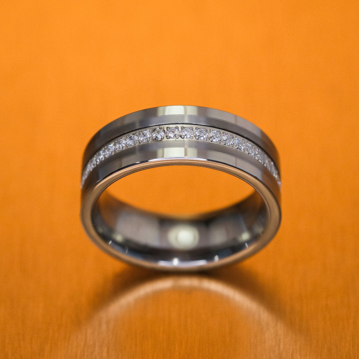 Tungsten Ring with White Stones