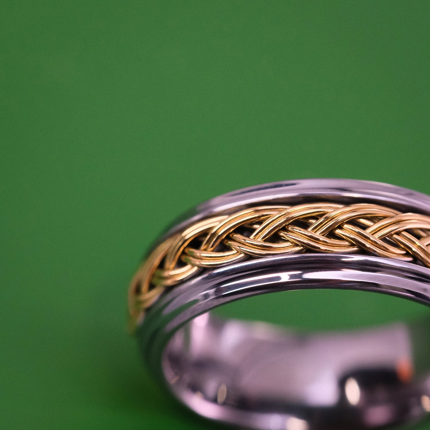 Tungsten Ring with Yellow Gold Braided Inlay