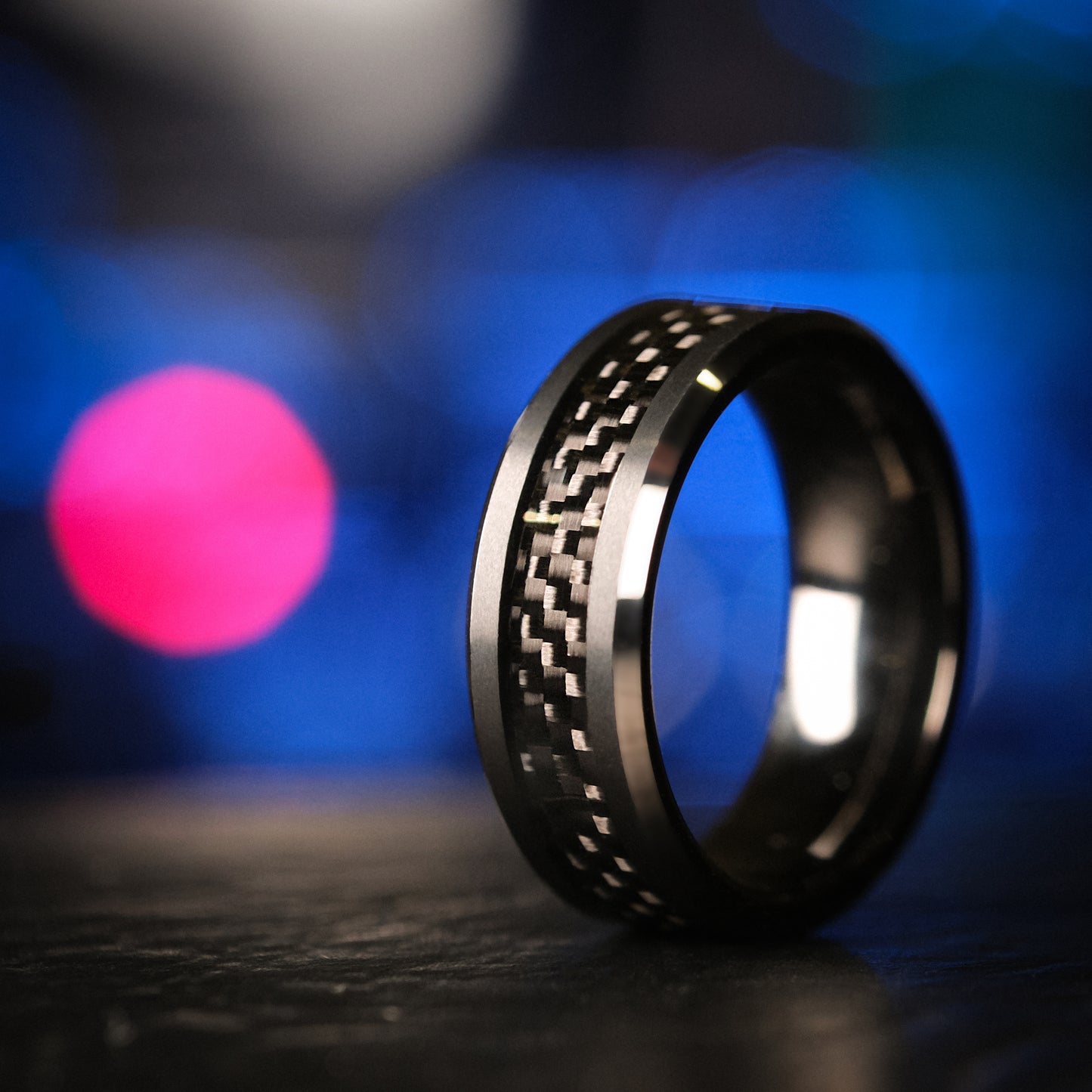 Black Tungsten Ring with Carbon Fiber Inlay