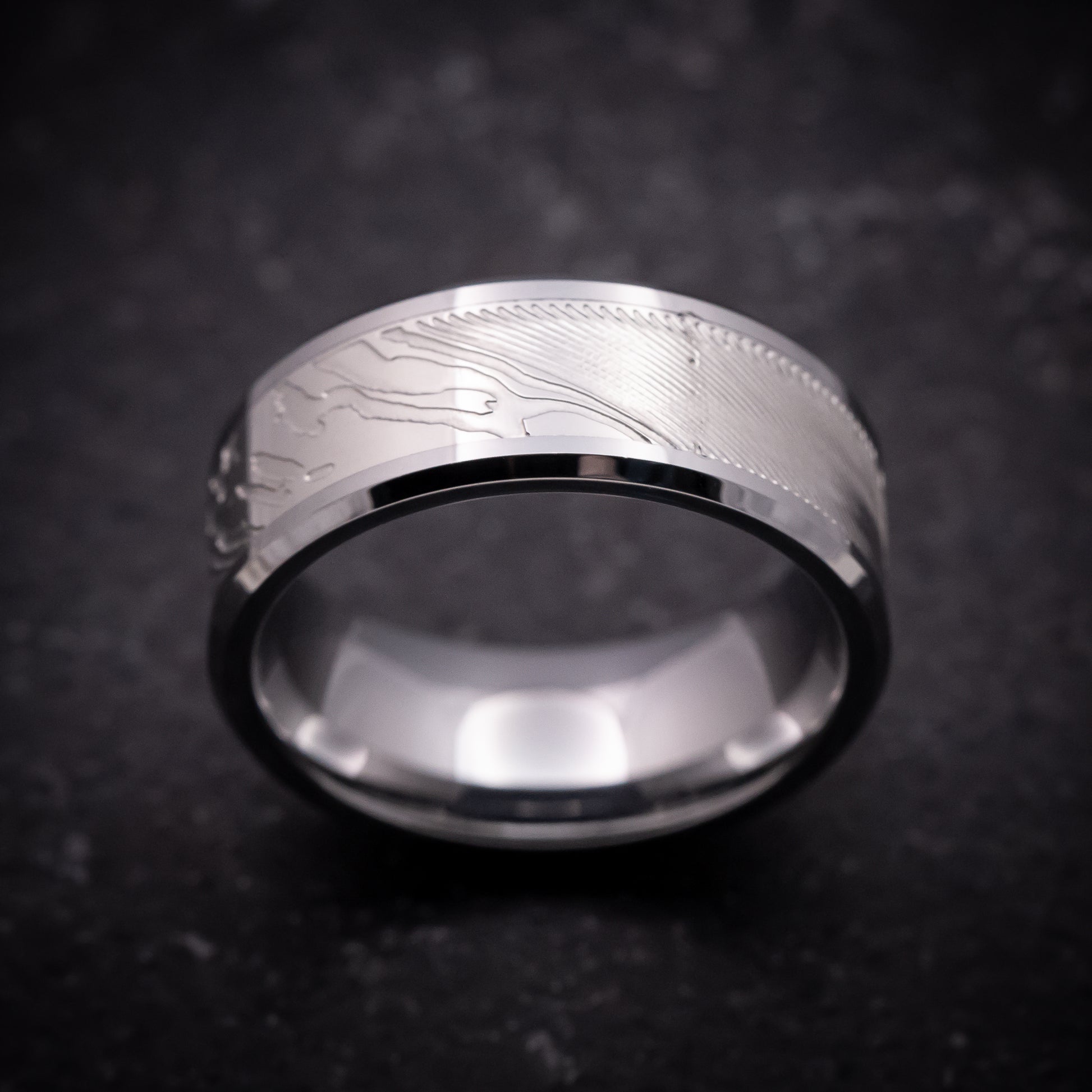 Tungsten and Damascus Pattern Ring – Anthem Rings