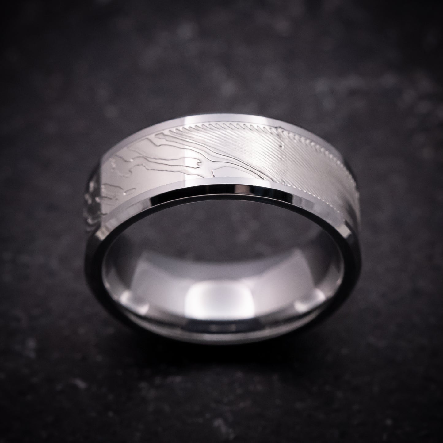 Tungsten and Damascus Pattern Ring