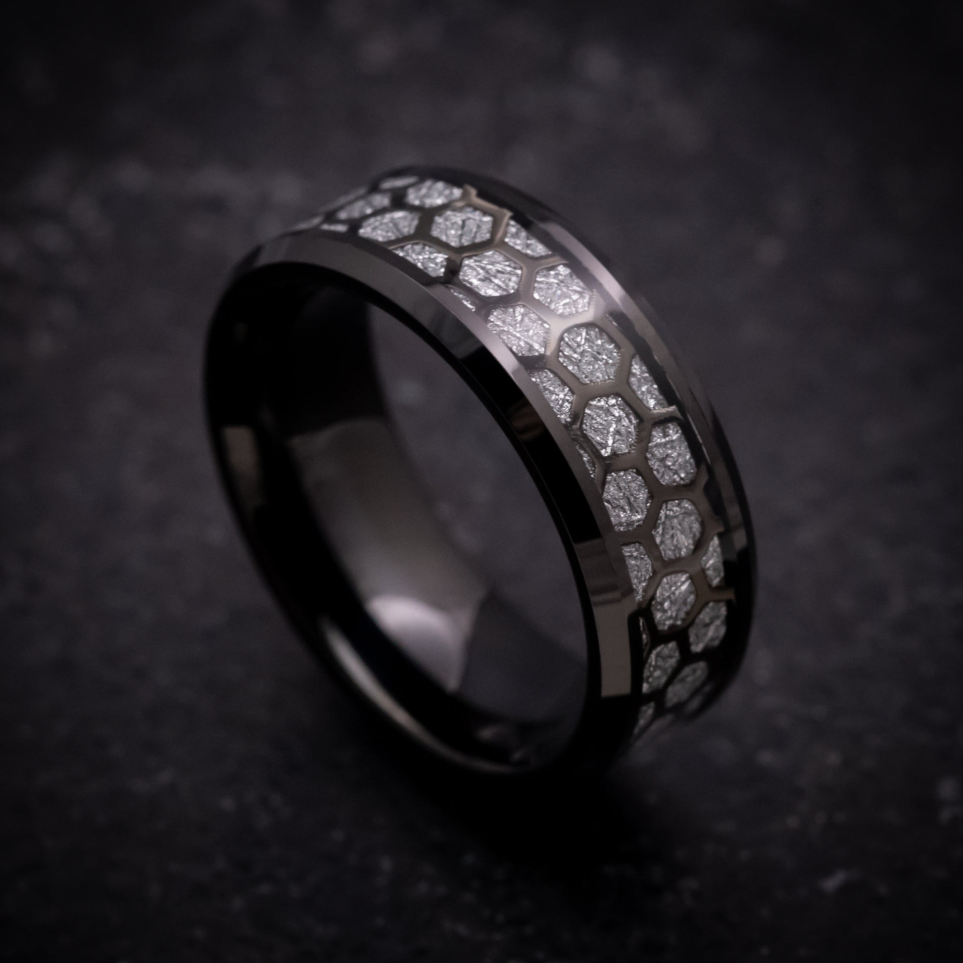 Tungsten Carbide Wedding Band - Honeycomb Diamond Pattern, 3mm Width, Size 3.5