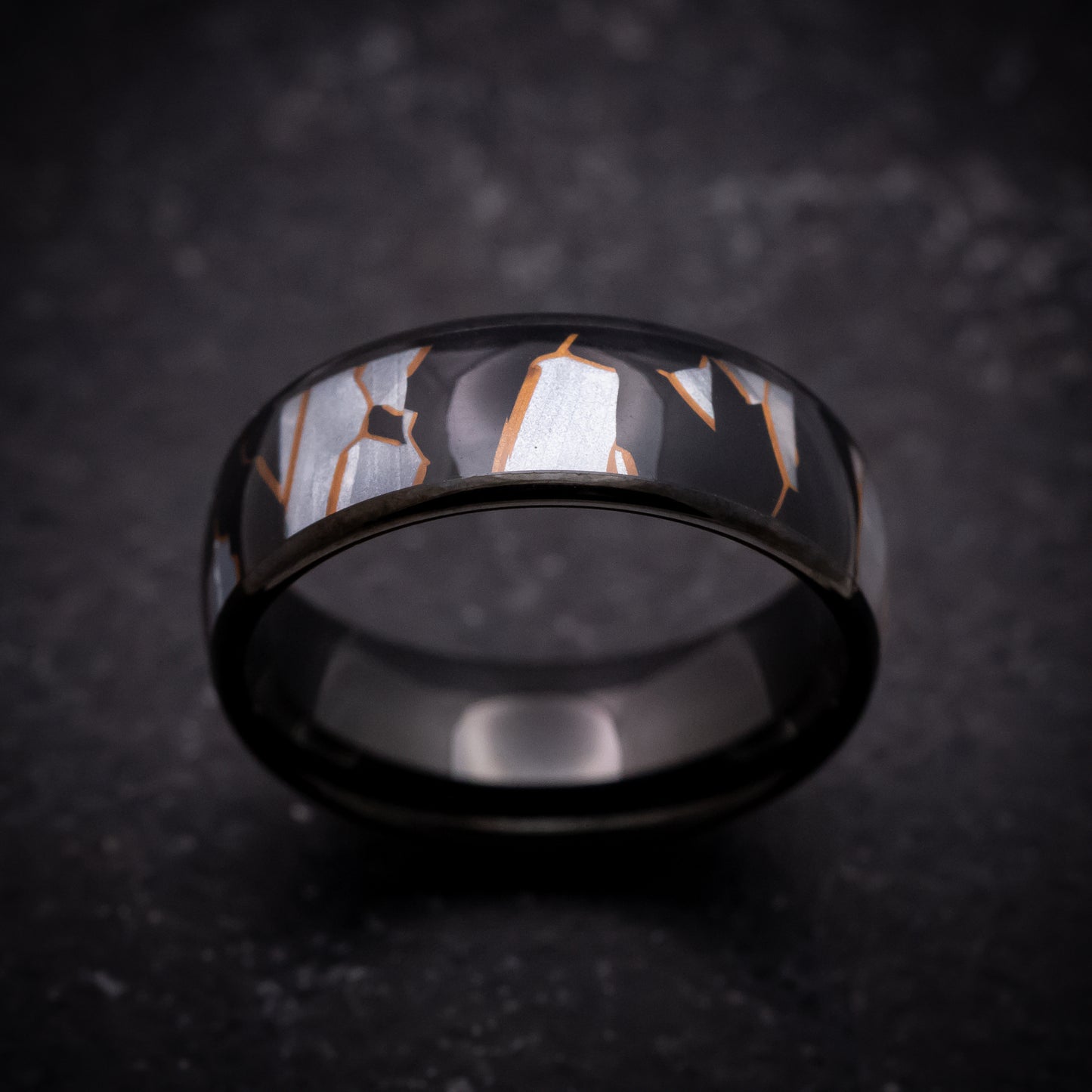 Black Tungsten Ring with Capiz Inlay