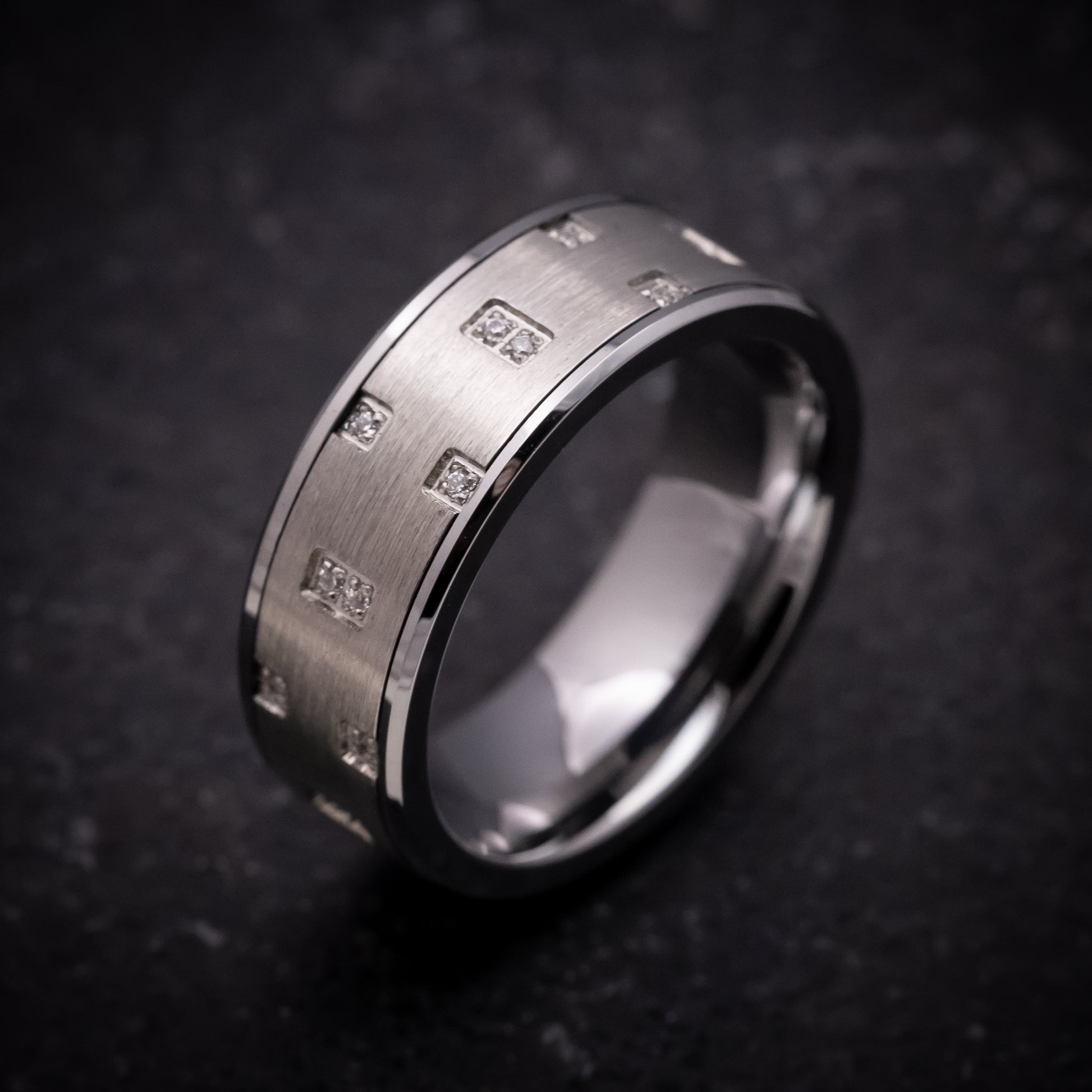 Tungsten Ring with White Stones – Anthem Rings