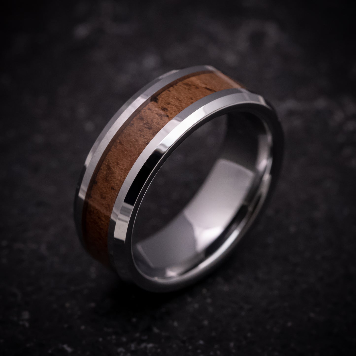 Tungsten Ring with Wood Inlay