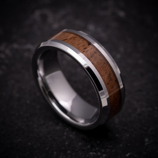 Tungsten Ring with Wood Inlay