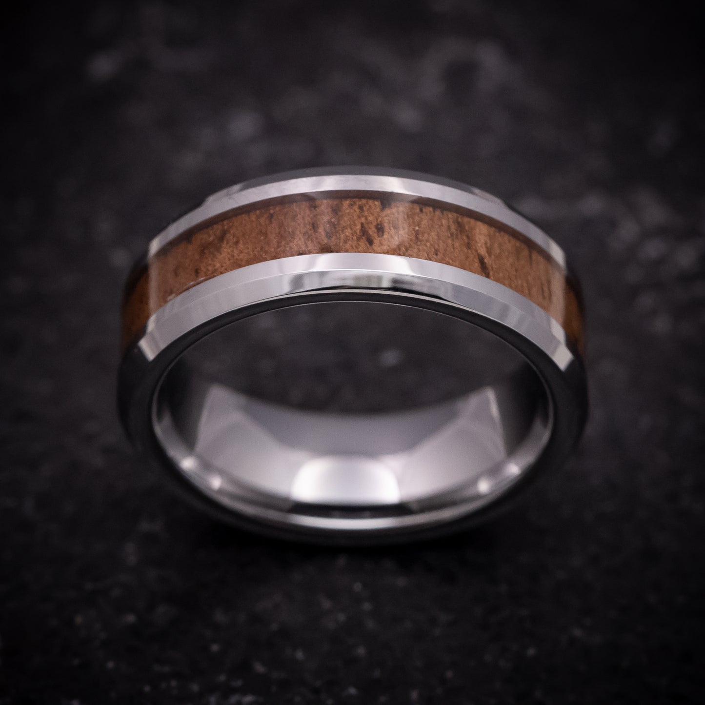 Tungsten Ring with Wood Inlay