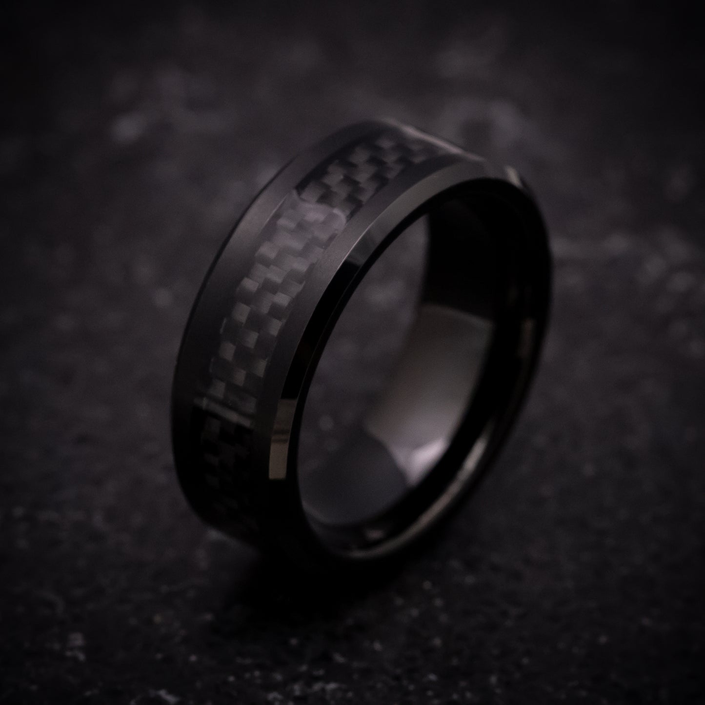 Black Tungsten Ring with Carbon Fiber Inlay