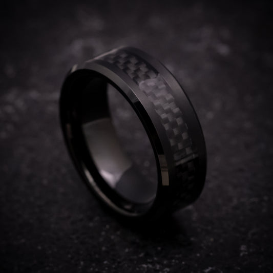 Black Tungsten Ring with Carbon Fiber Inlay