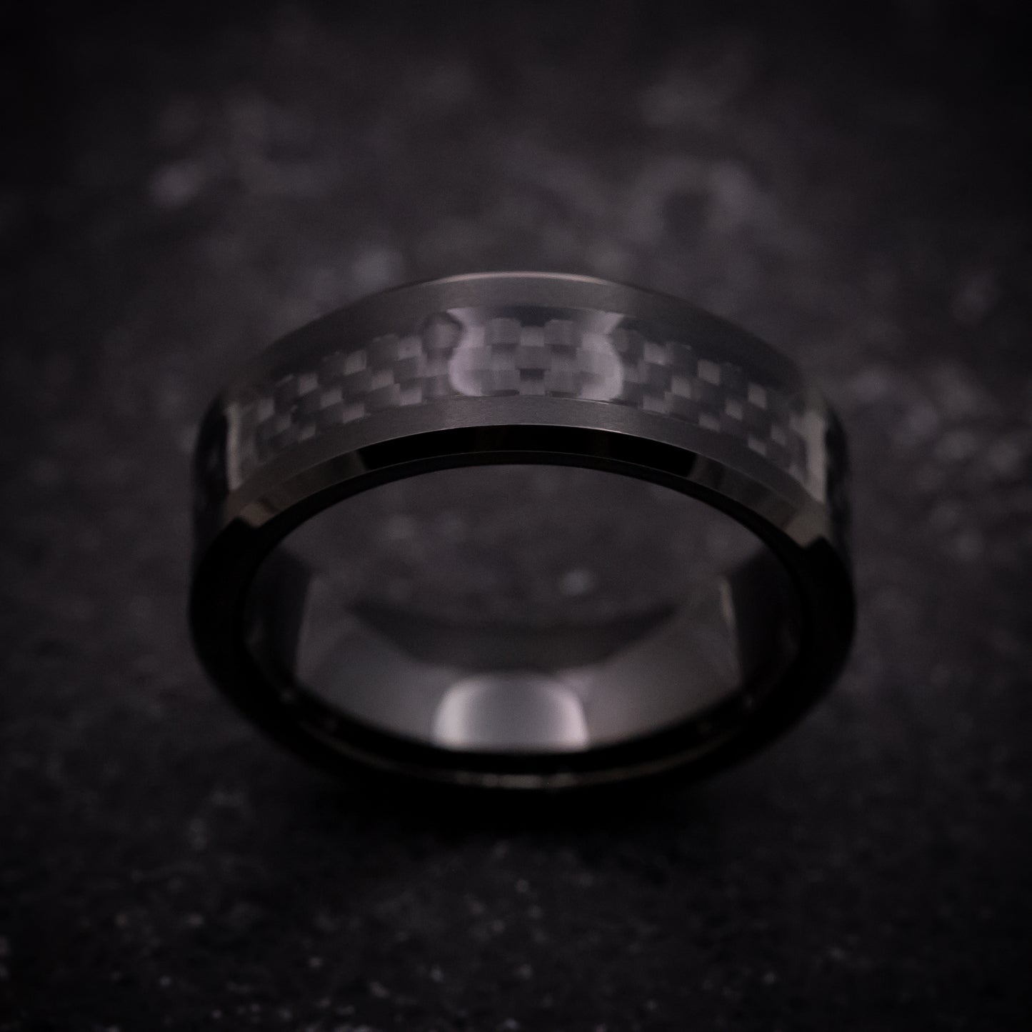 Black Tungsten Ring with Carbon Fiber Inlay