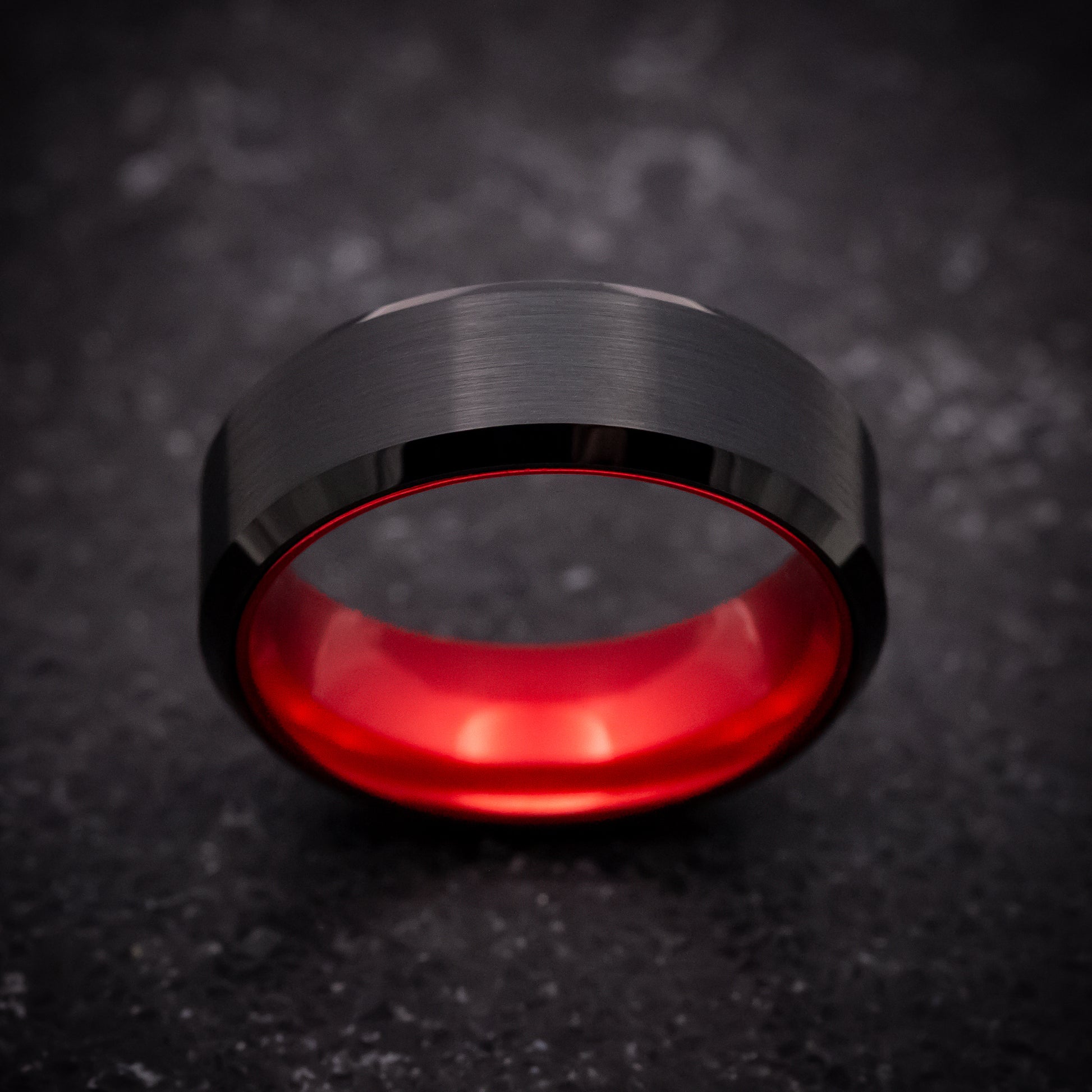 Black Tungsten Ring with Anodized Red Sleeve – Anthem Rings