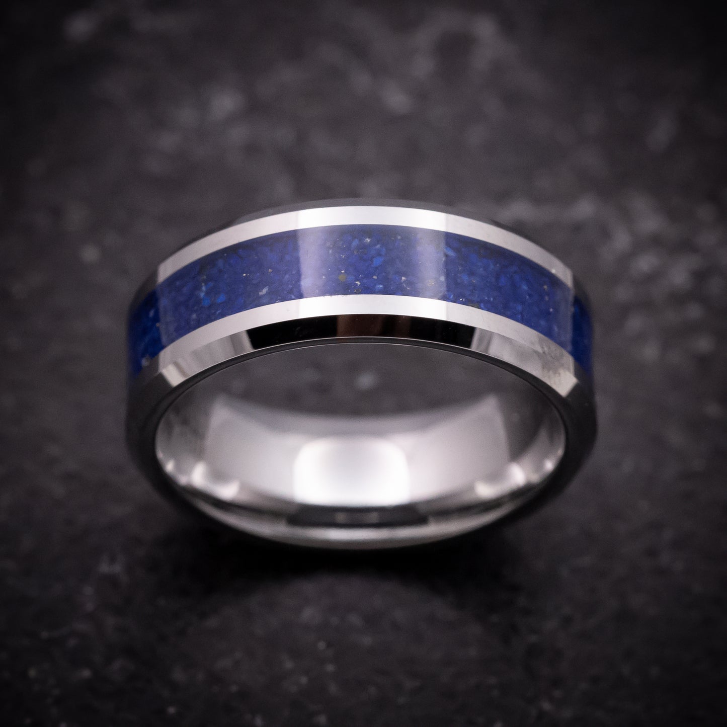 Tungsten Ring with Lapis Inlay