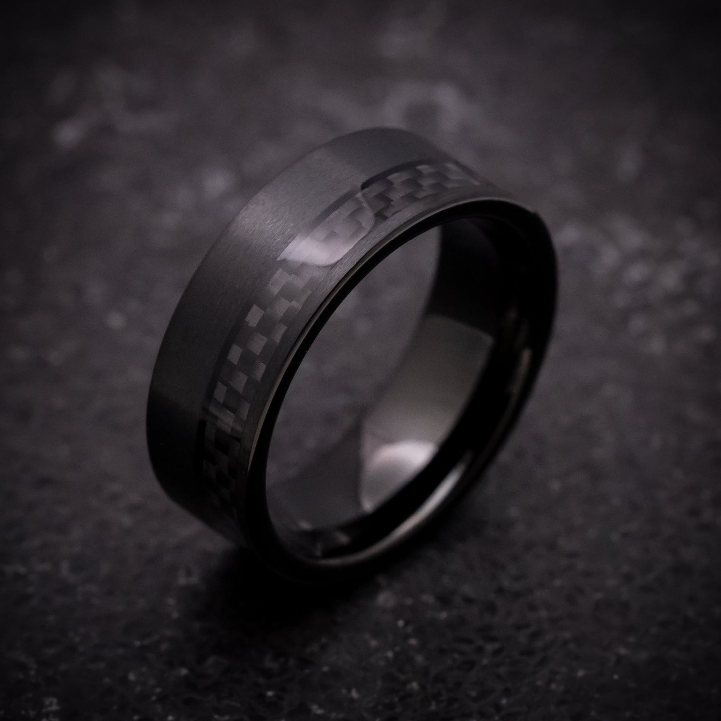 Black Tungsten Ring with Carbon Fiber Inlay