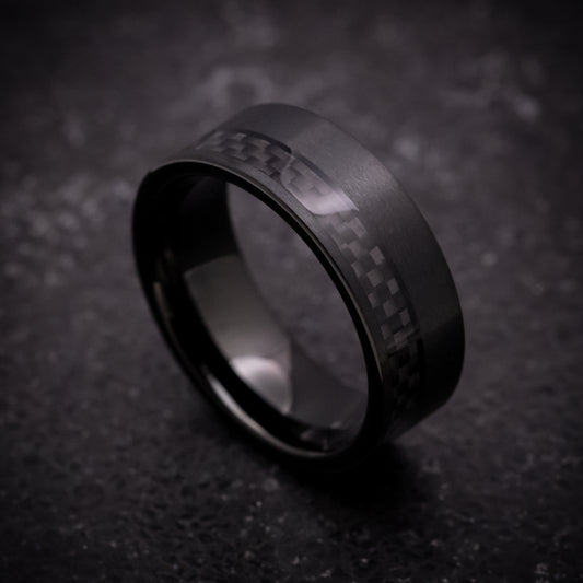 Black Tungsten Ring with Carbon Fiber Inlay