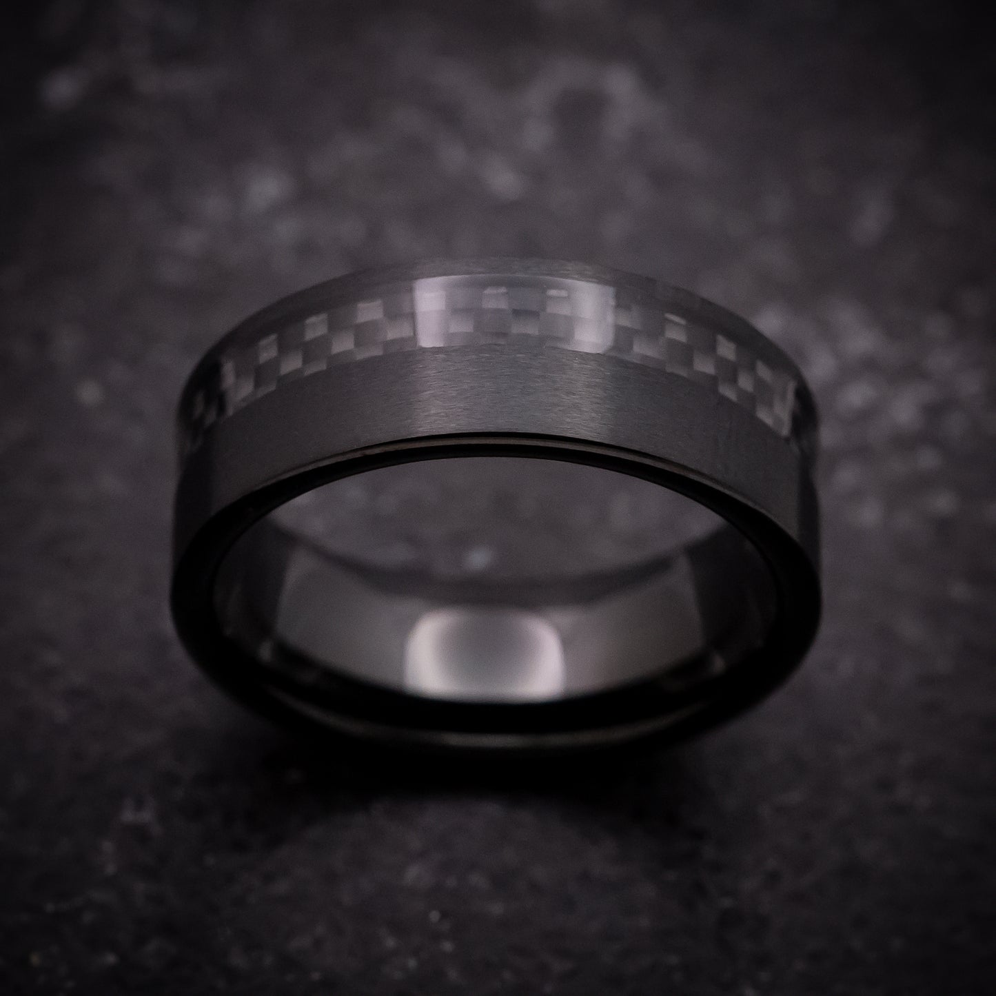 Black Tungsten Ring with Carbon Fiber Inlay