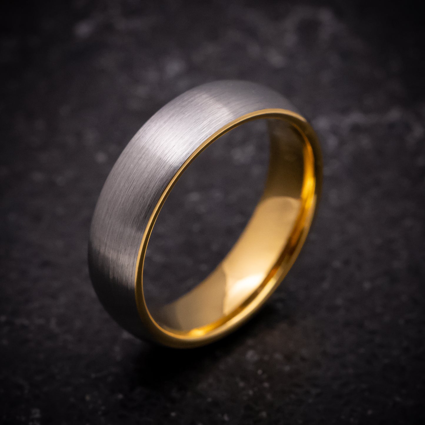 Tungsten Ring with Yellow Gold Sleeve