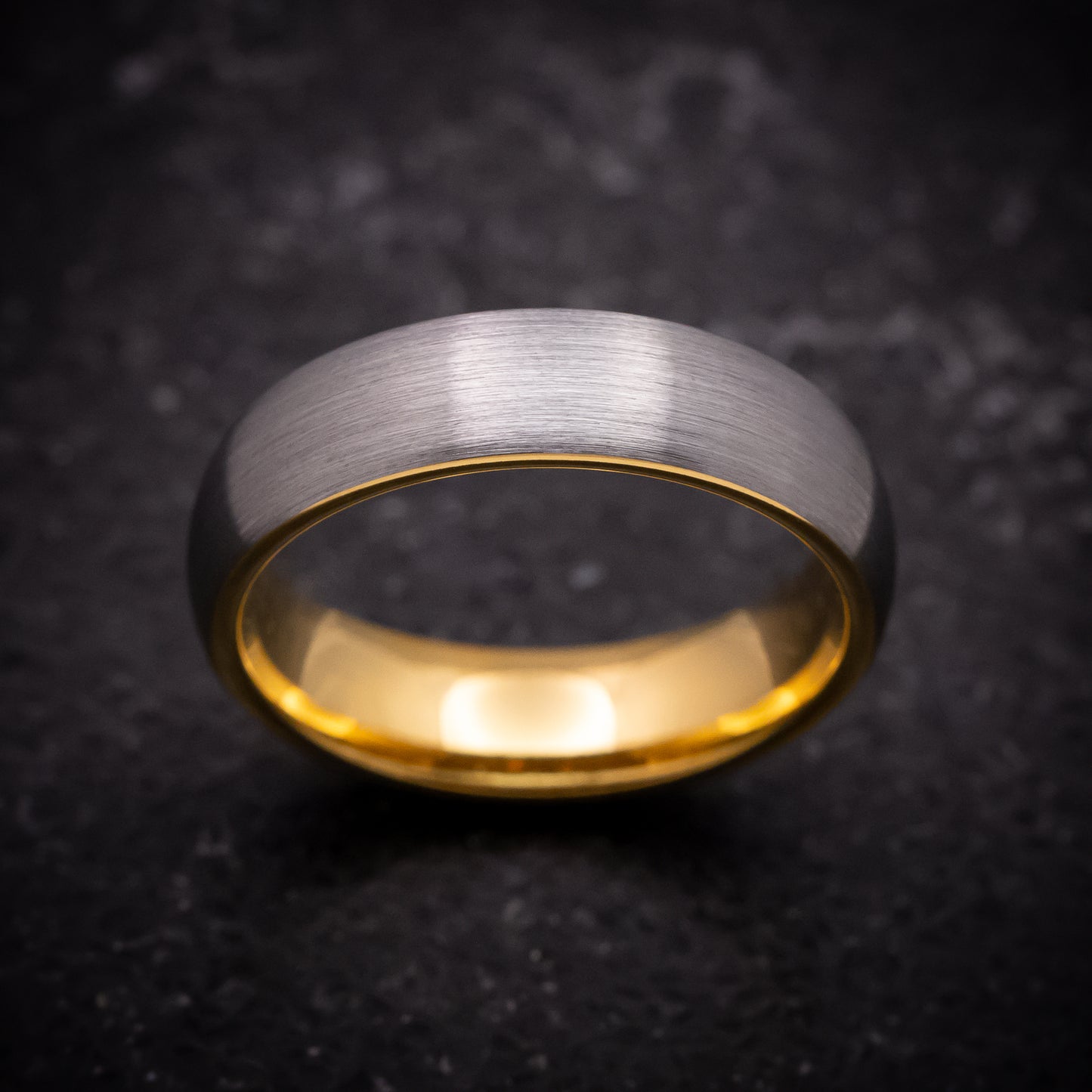 Tungsten Ring with Yellow Gold Sleeve