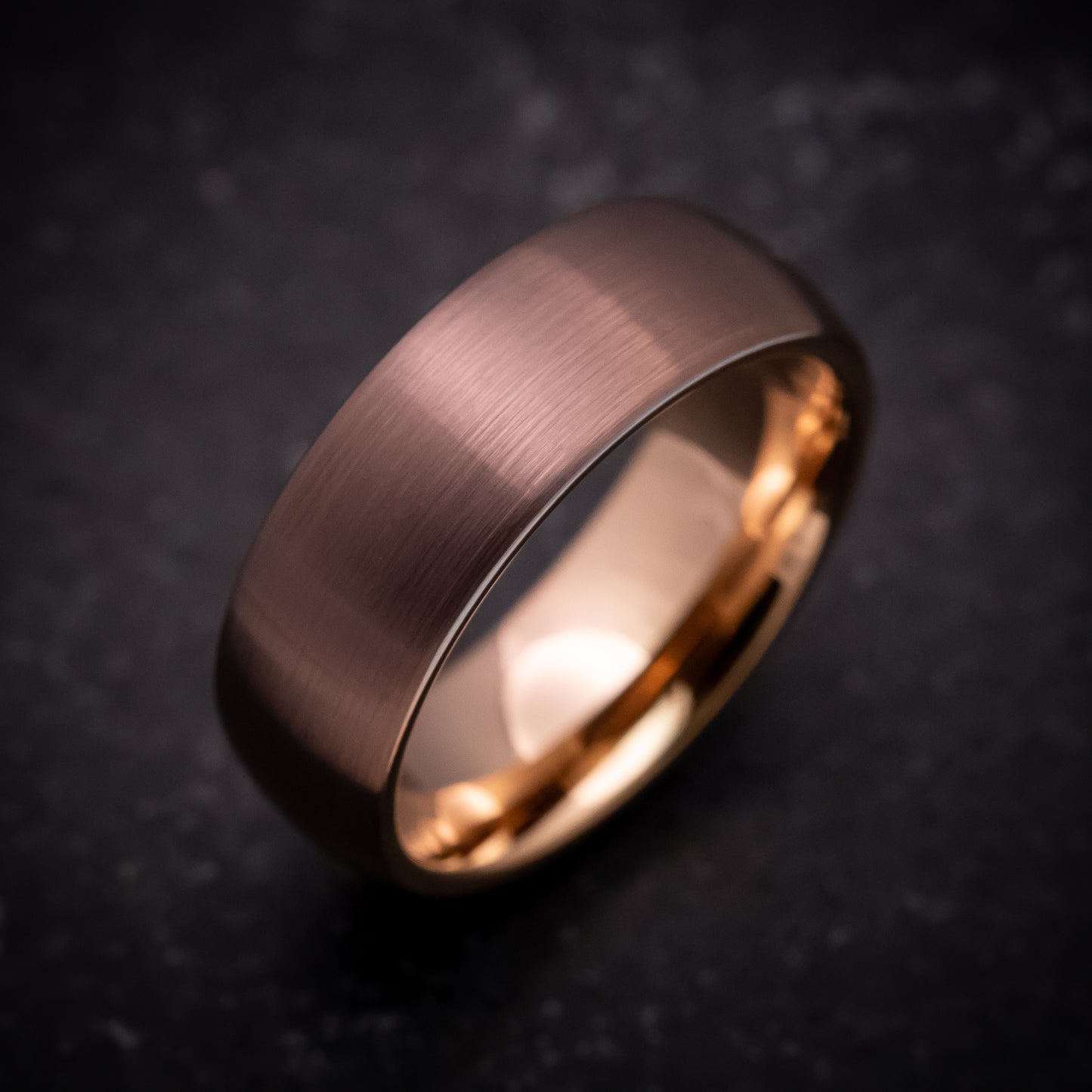 Chocolate Tungsten Ring with Rose Gold Tungsten Sleeve