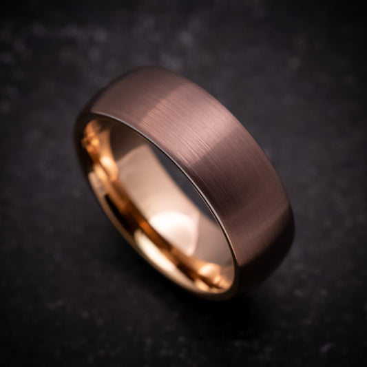 Chocolate Tungsten Ring with Rose Gold Tungsten Sleeve