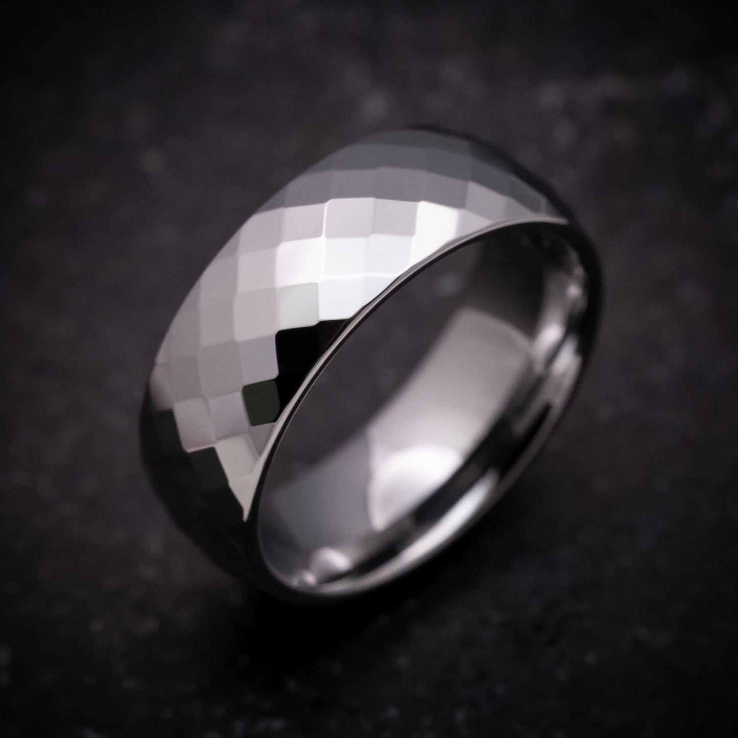 Tungsten Ring with Faceted Design