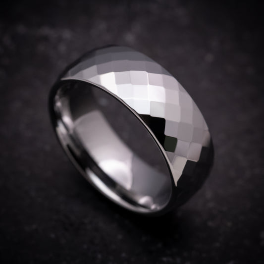 Tungsten Ring with Faceted Design