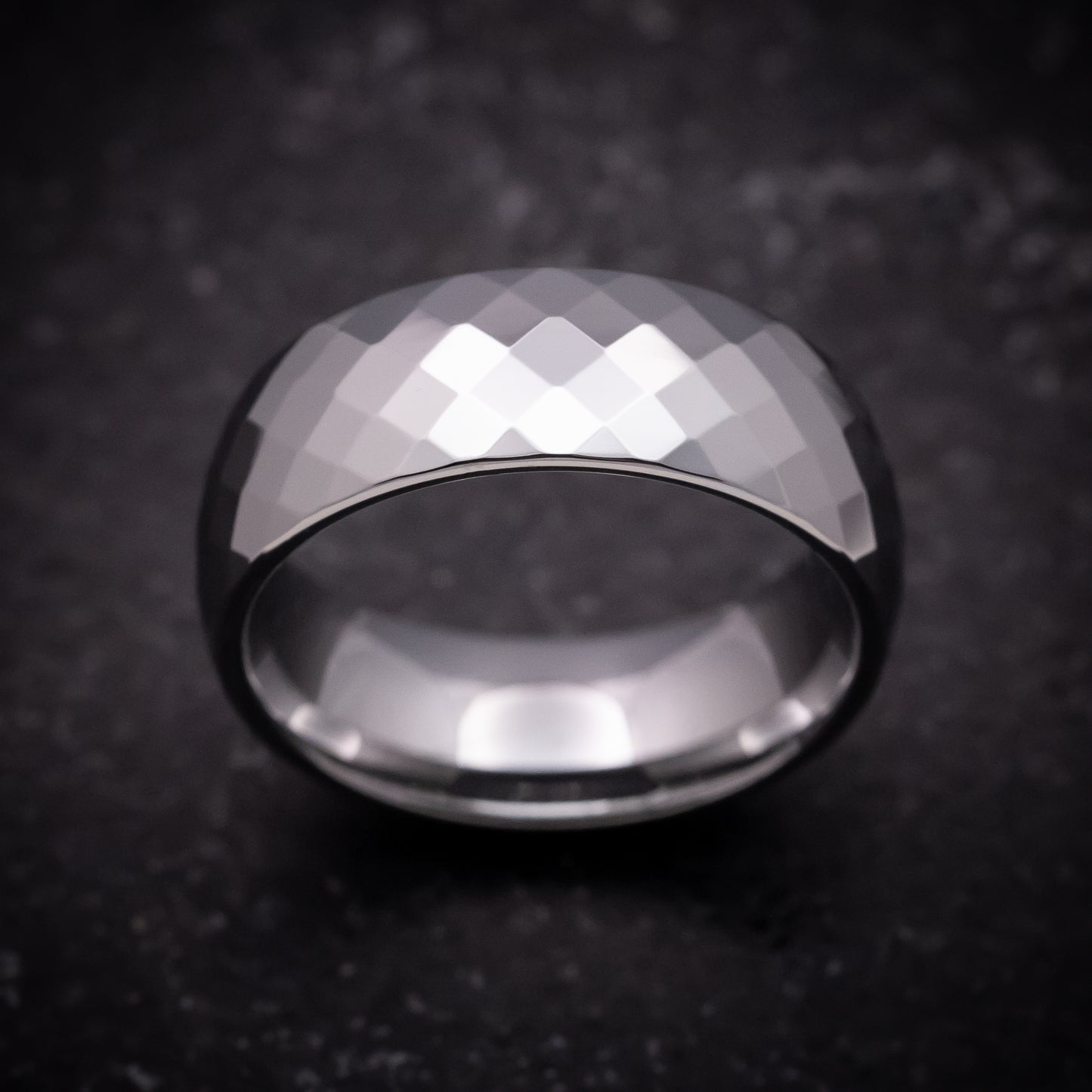 Tungsten Ring with Faceted Design