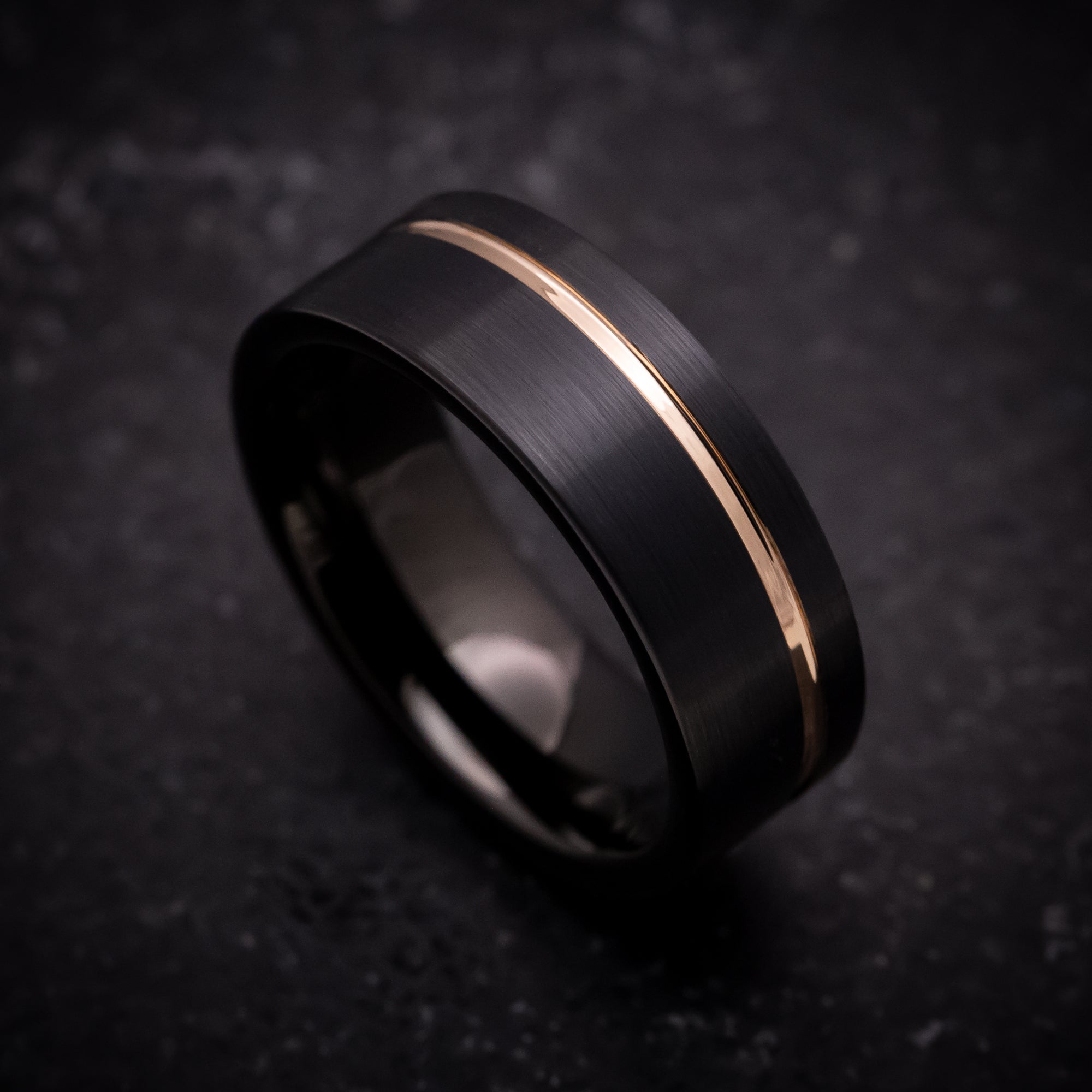 Black tungsten ring with shop gold inlay