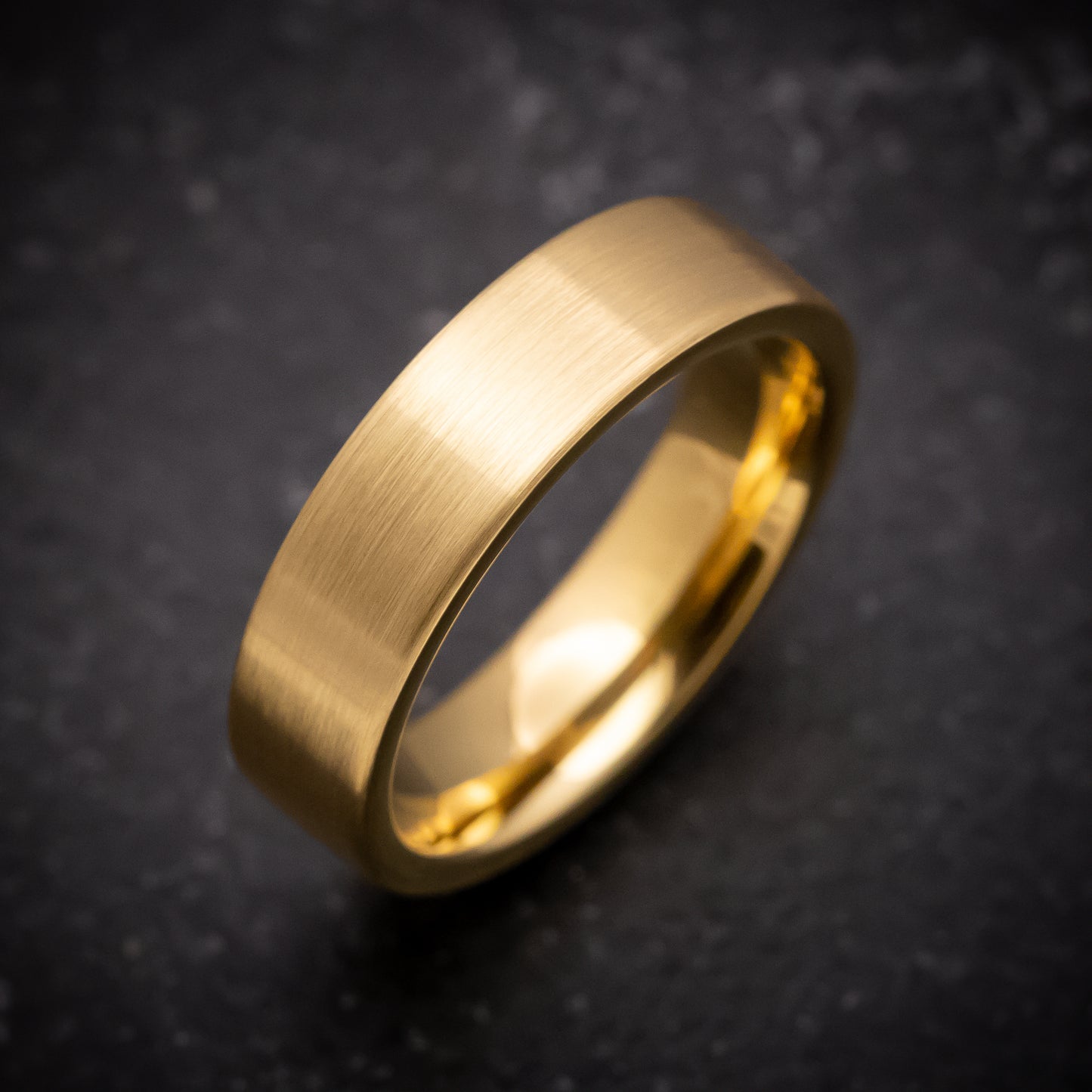 Yellow Gold Tungsten Ring with Satin Finish