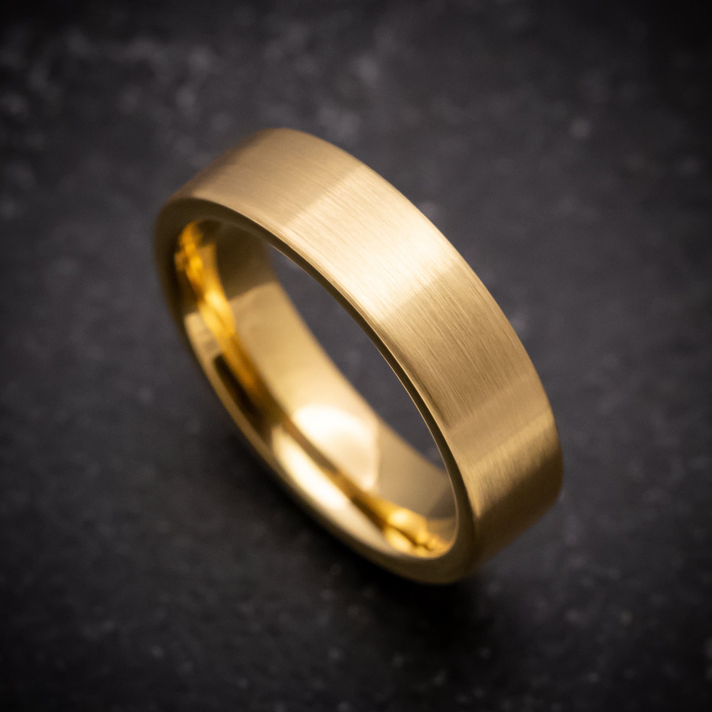 Yellow Gold Tungsten Ring with Satin Finish