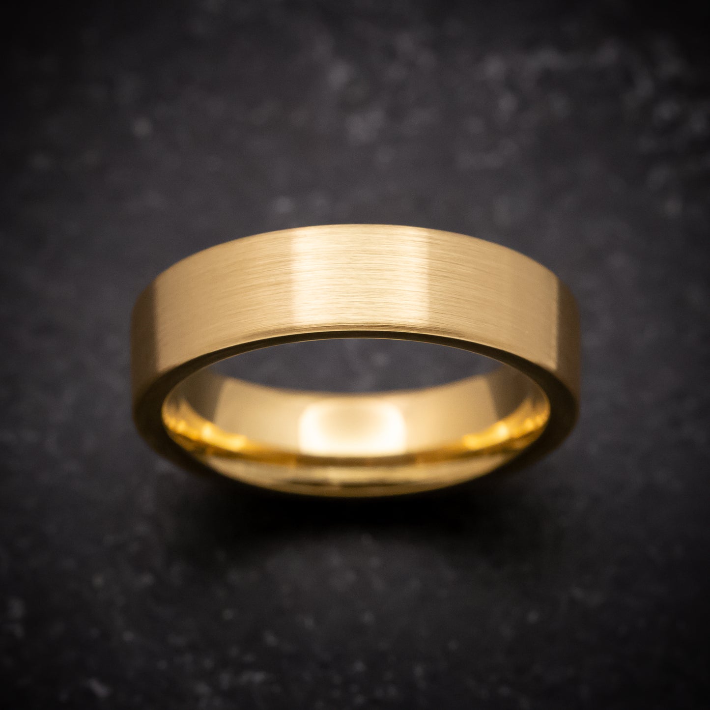 Yellow Gold Tungsten Ring with Satin Finish