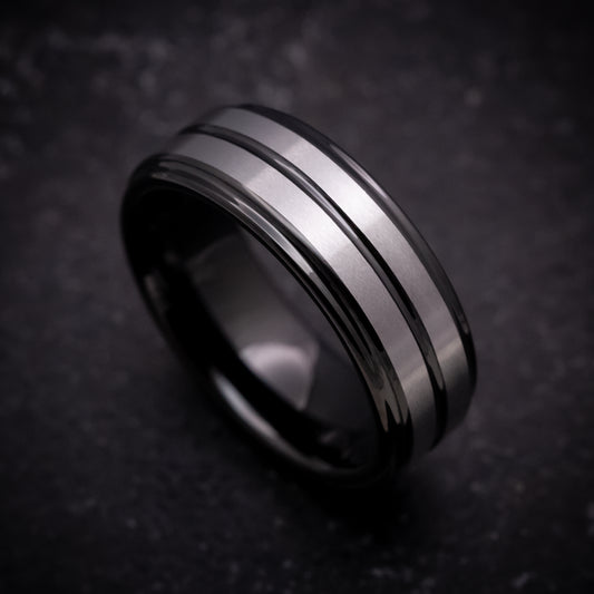 Tungsten and Black Tungsten Ring