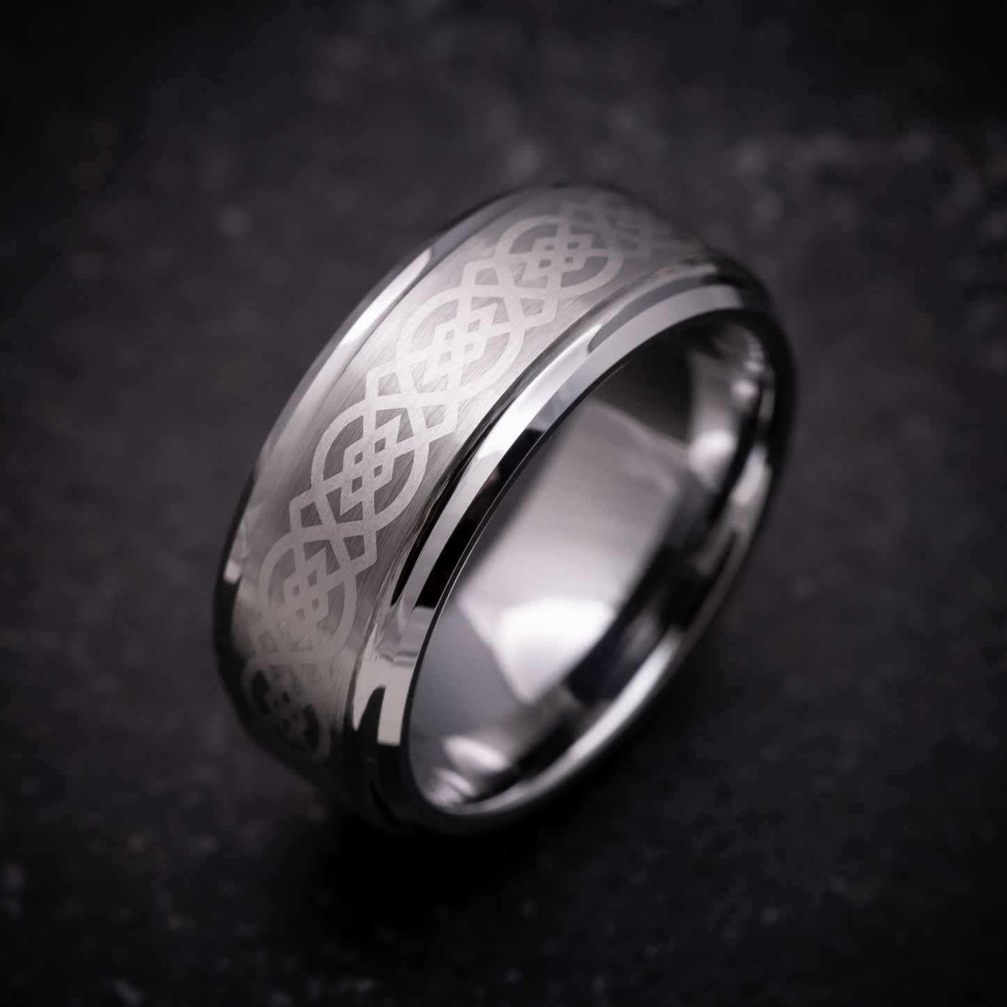 Tungsten Ring with Celtic Knot Pattern