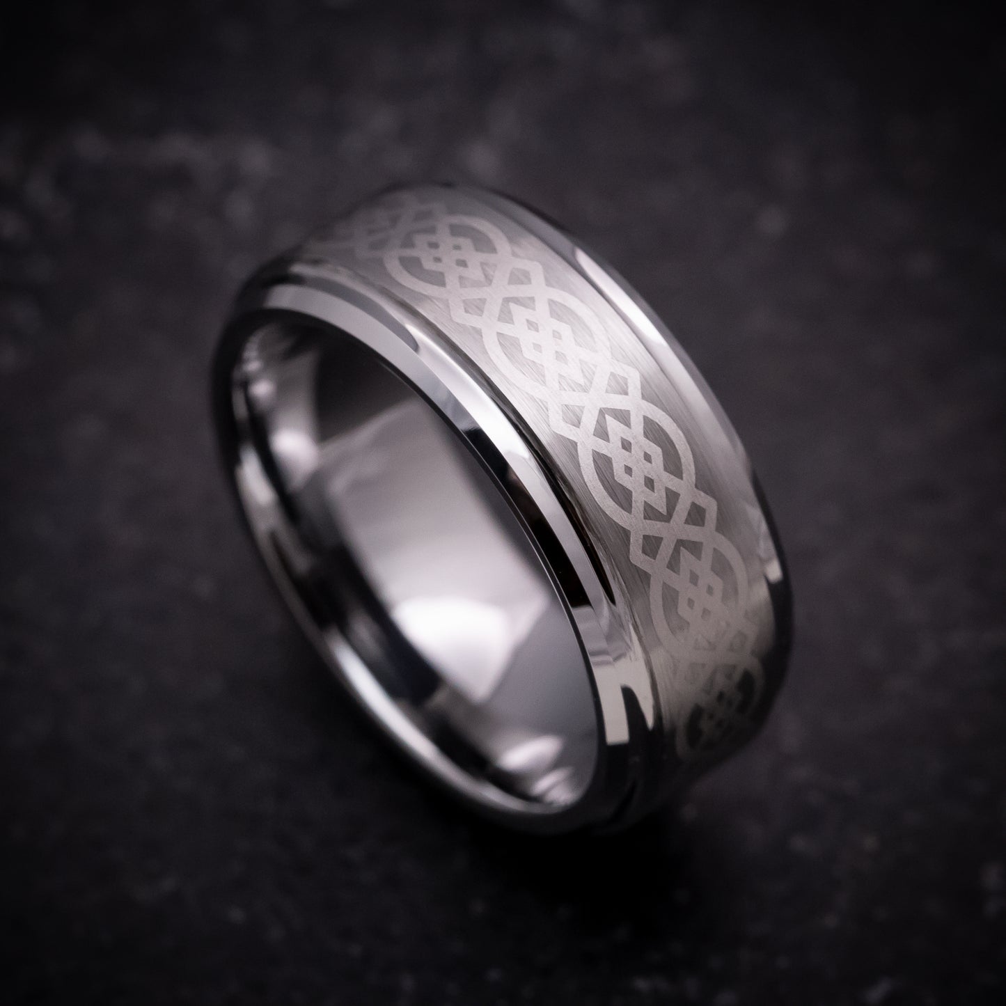 Tungsten Ring with Celtic Knot Pattern