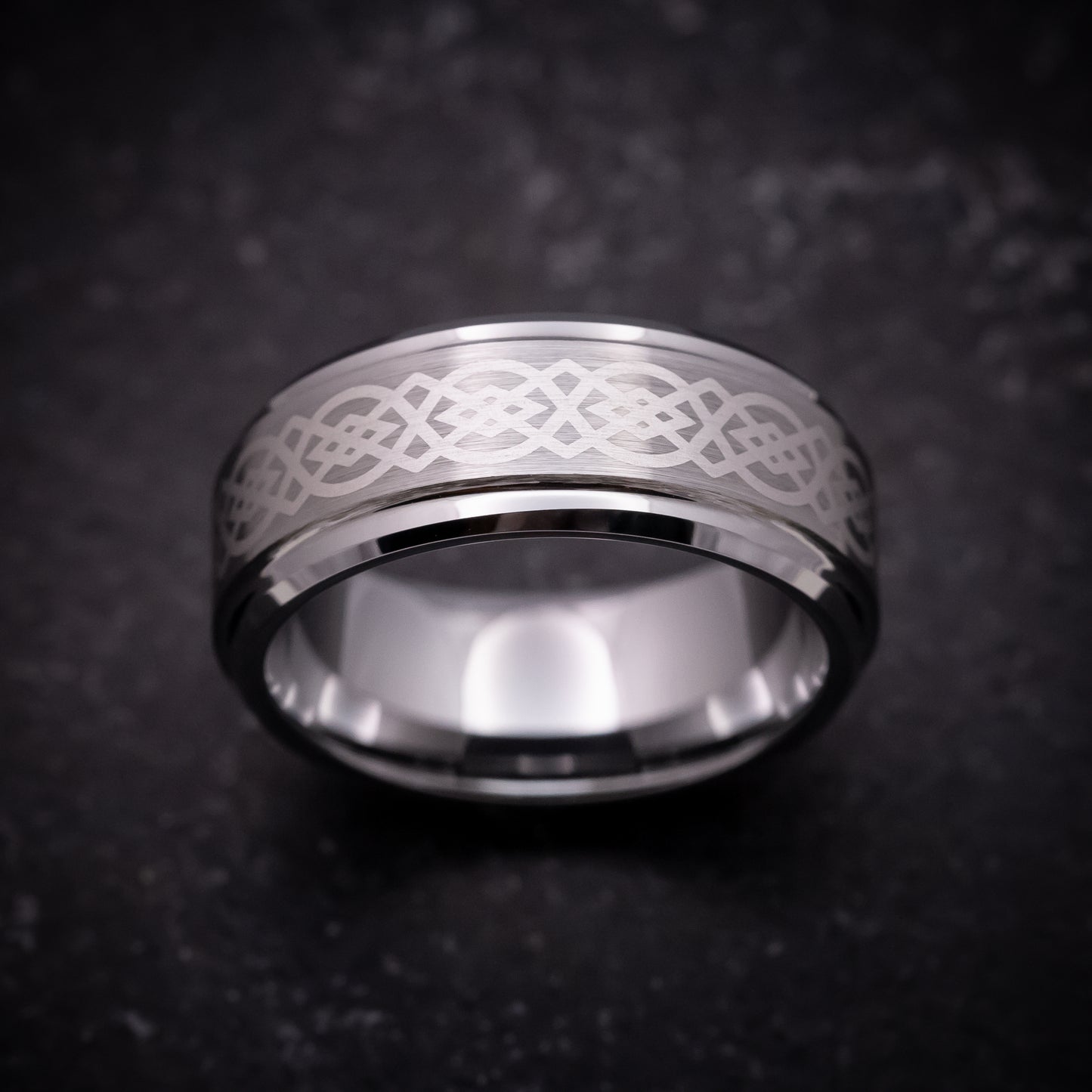 Tungsten Ring with Celtic Knot Pattern