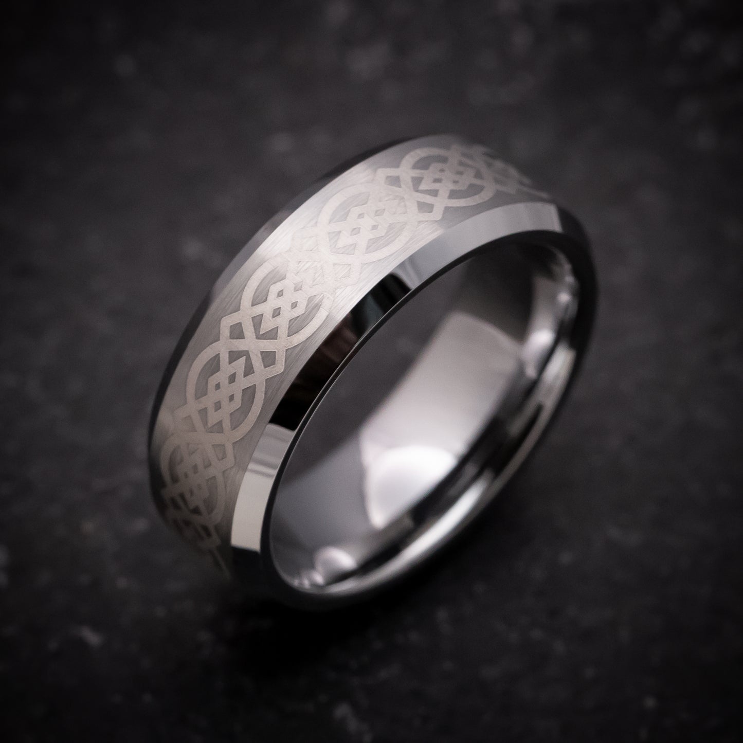 Tungsten Ring with Celtic Knot Pattern