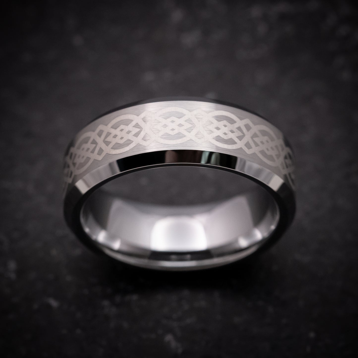 Tungsten Ring with Celtic Knot Pattern