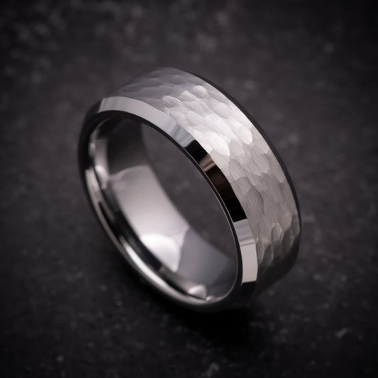 Tungsten Ring with Hammer Finish