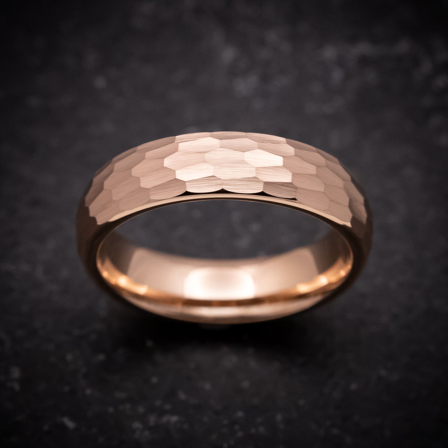 Rose Gold Tungsten Ring with Hammer Finish