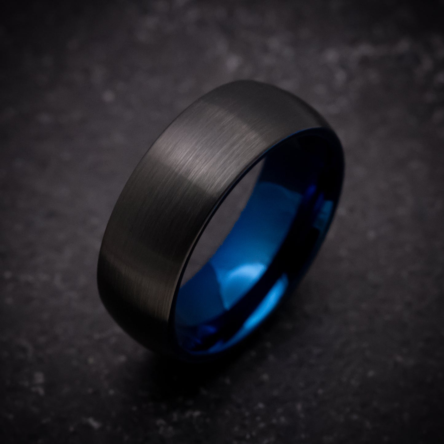 Black Tungsten Ring with Anodized Blue Sleeve