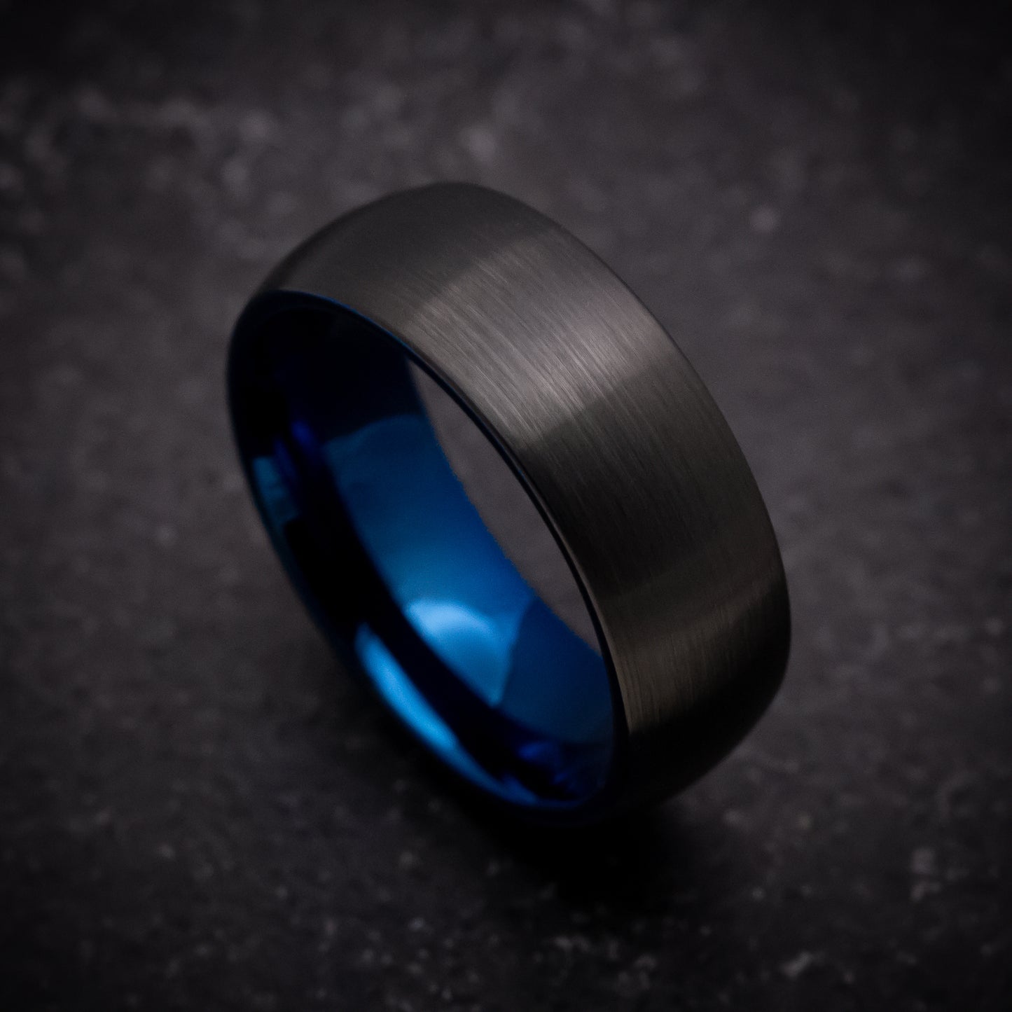 Black Tungsten Ring with Anodized Blue Sleeve