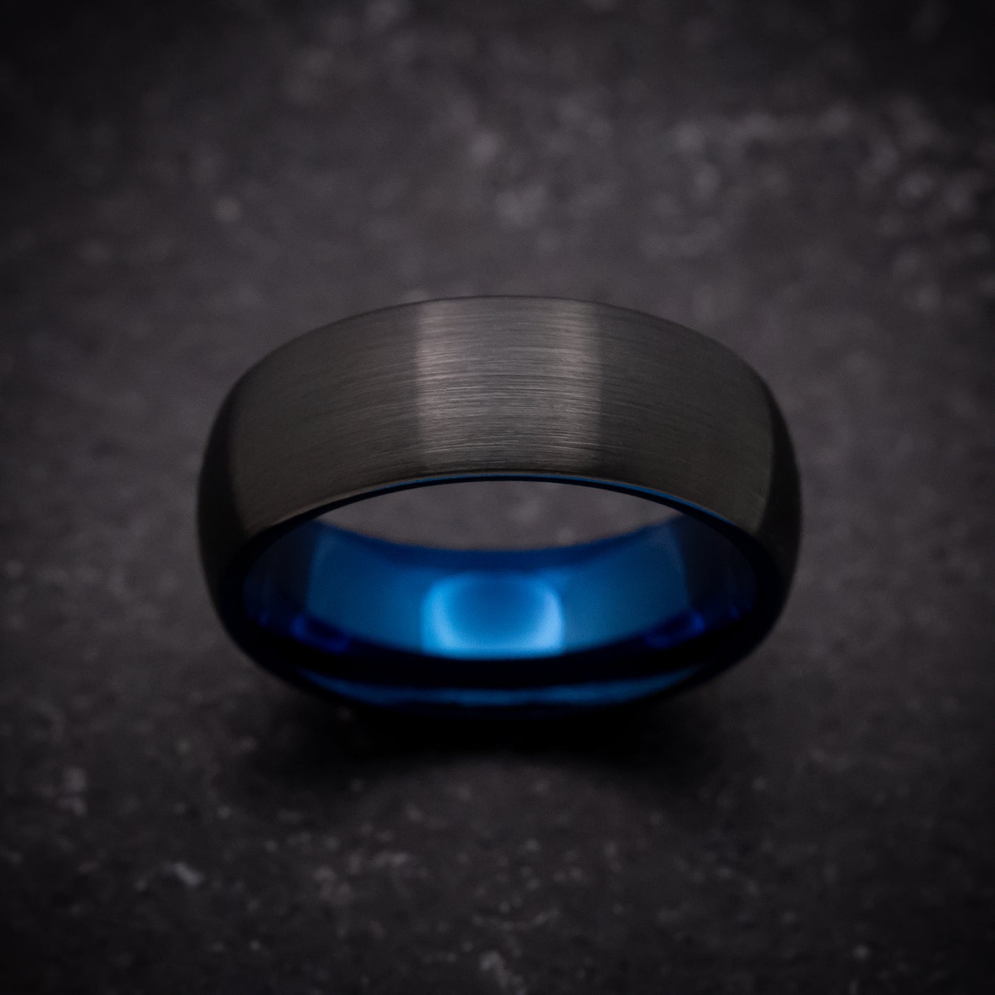 Black Tungsten Ring with Anodized Blue Sleeve