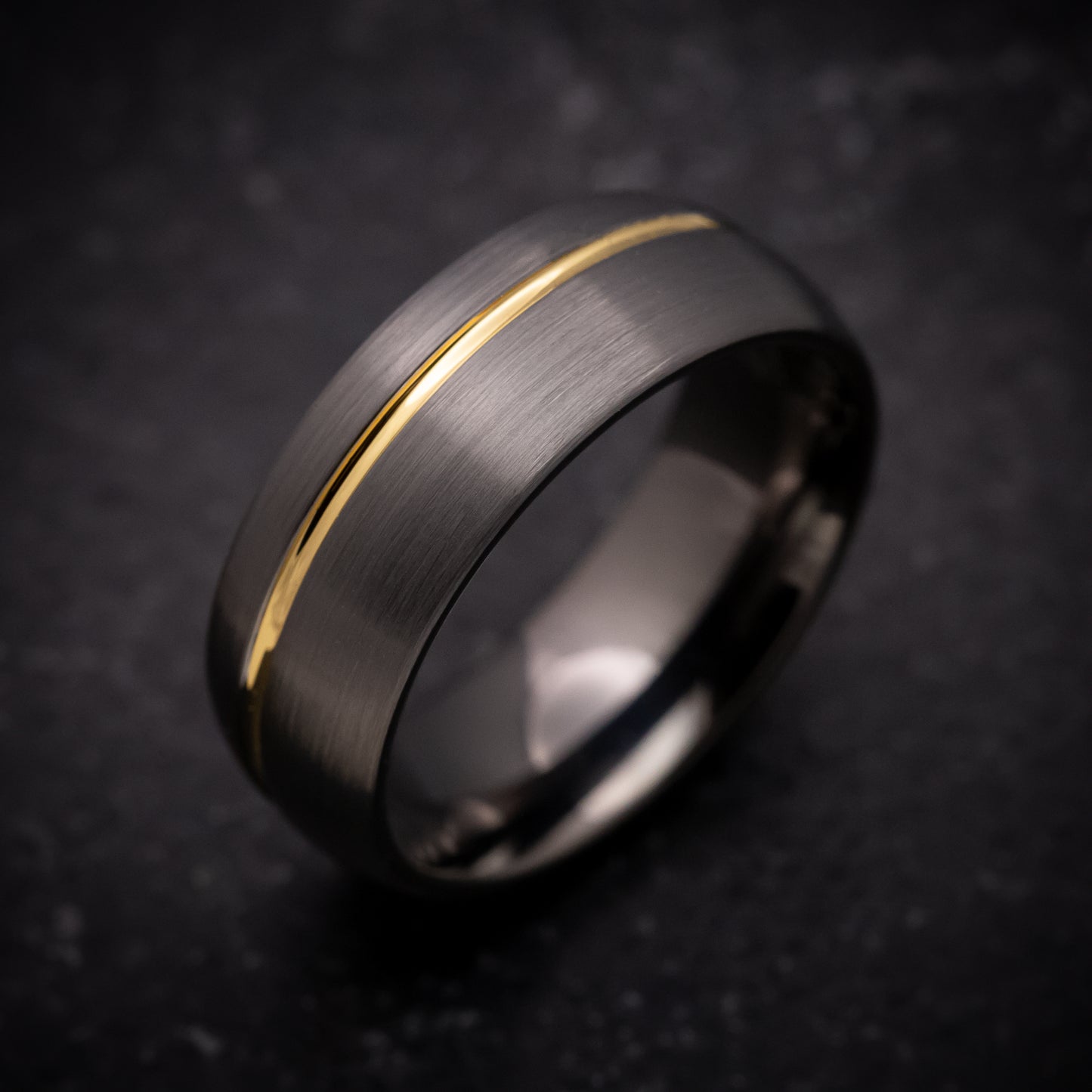 Tungsten Ring with Yellow Gold Inlay