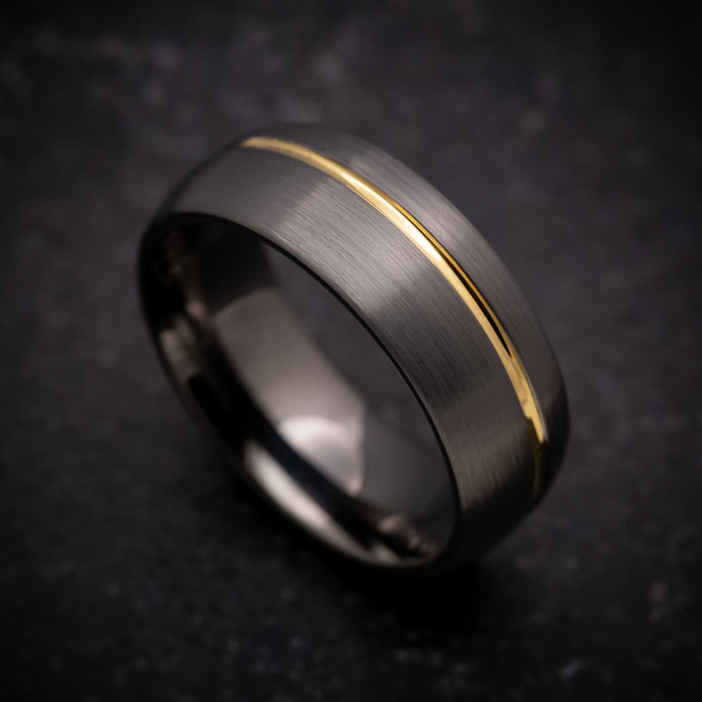 Tungsten Ring with Yellow Gold Inlay