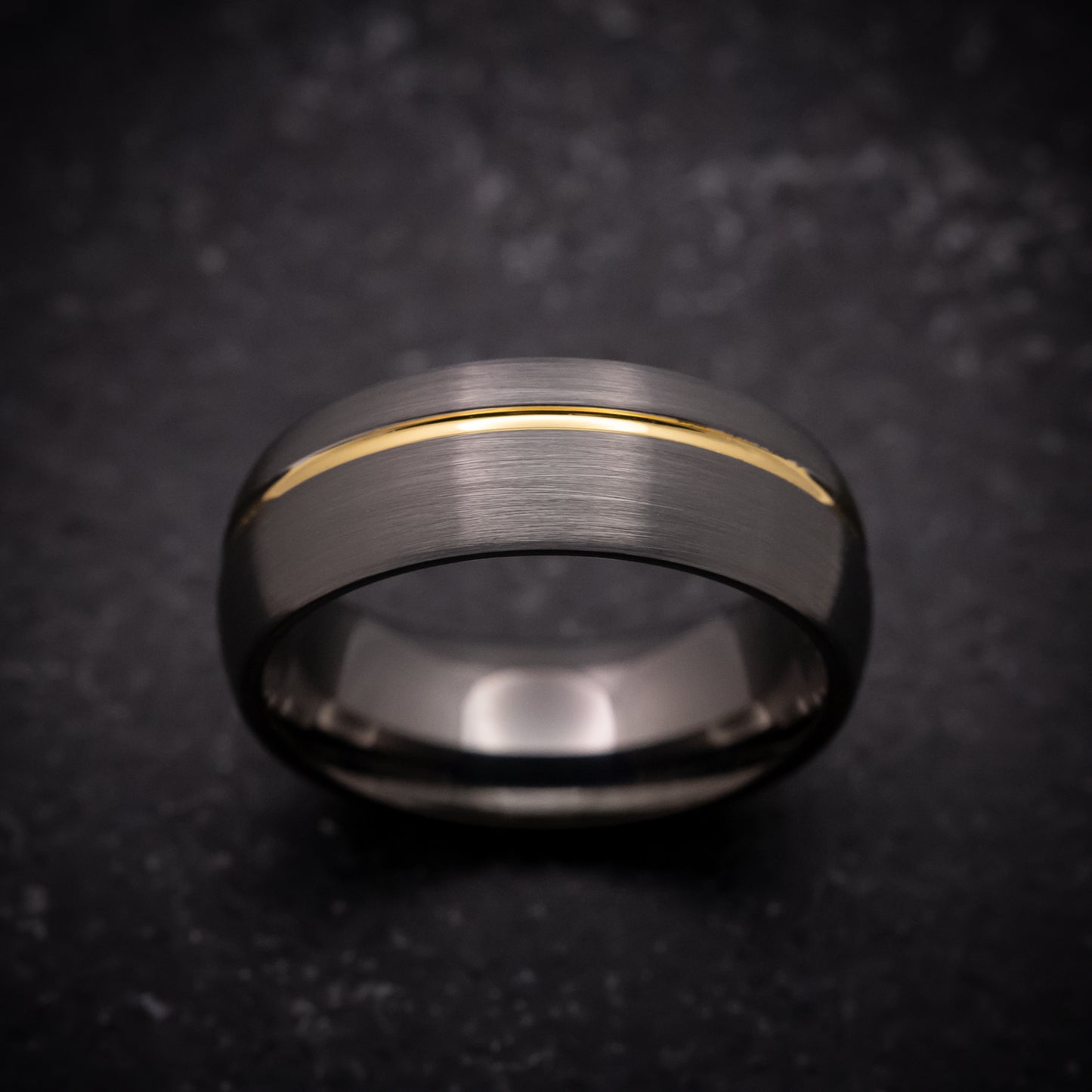 Tungsten Ring with Yellow Gold Inlay